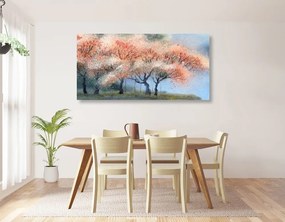 Quadro su tela – Alberi in fiore acquerellati