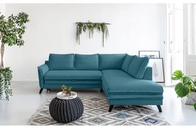Divano letto angolare turchese L, angolo destro Charming Charlie - Miuform