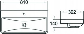 Mexen Dagna lavabo incassato nel piano 81 x 39 cm, bianco - 21998000