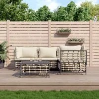 Set Divani da Giardino 5 pz con Cuscini Antracite in Polyrattan 3186748