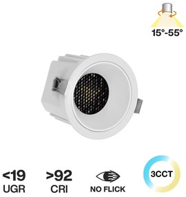 Faro da Incasso Bianco 12W Foro Ø75mm CCT 15°-55° con driver Philips Colore Bianco Variabile CCT