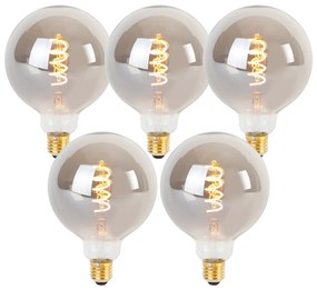 Set di 5 lampadine LED E27 dimmerabili a filamento ritorto G125 Fumè 4W 120lm 1800K