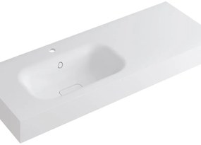 Lavabo integrale rettangolare vasca a sinistra L 120.5 x H 15 x P 46 cm in resina bianco opaco