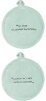 Set 2 presine 17 cm verde con scritta