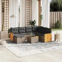 Set Divano da Giardino 8 pz con Cuscini Grigio in Polyrattan 3265771