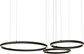 Lampada a sospensione nera con LED dimmerabile a 3 livelli 3 luci - Anello