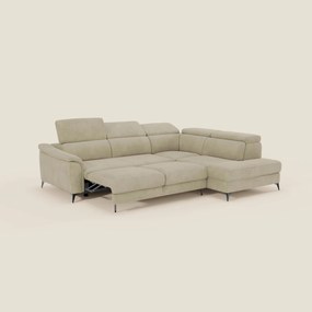 Arcos Divano angolare - piedini alti e poggiatesta reclinabili in microfibra impermeabile T11 beige