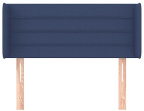 Testiera ad orecchio blu 93x16x78/88cm in tessuto