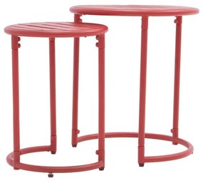 Tavolo a nido d'ape in acciaio con piano in metallo rosso Ø41cm