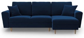 Divano angolare blu allungabile e con contenitore con rivestimento in velluto Kyoto – Cosmopolitan Design
