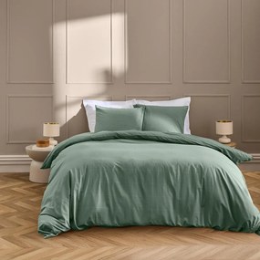 Set copripiumino e federa verde per letto matrimoniale ed esteso 240x220 cm Linella – douceur d'intérieur