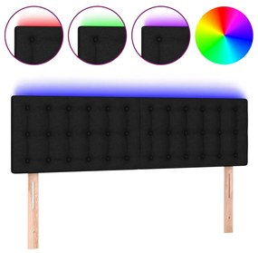 Testiera a led nera 144x5x78/88 cm in tessuto