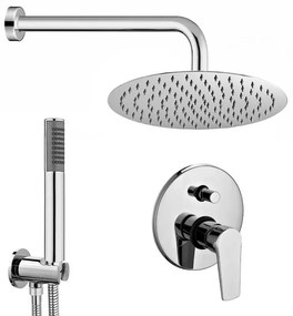 Set doccia tondo cromo 2 vie braccio 35 cm soffione 20 cm e kit doccino inclusi linea Erika