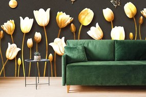 Carta da parati – Tulipani con motivo dorato