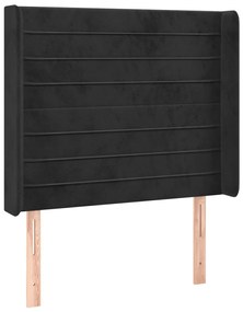 Testiera a led nero 93x16x118/128 cm in velluto