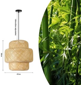 Immax 08268L - Lampadario a sospensione con filo HILO 1xE27/40W/230V diametro 47 cm bambù