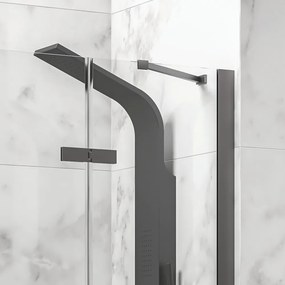 Box doccia 70x80 telaio gun metal porta battente 80 laterale fisso 70cm | KT5000GM - KAMALU