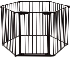 Costway Recinto pieghevole 6 pezzi Cancelleto di sicurezza in ferro 380x75cm Nero