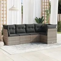 Set Divano da Giardino 5pz con Cuscini Grigio Chiaro Polyrattan 3249441