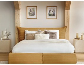 Letto matrimoniale giallo imbottito con spazio contenitivo con griglia inclusa 180x200 cm Jade – Bobochic Paris