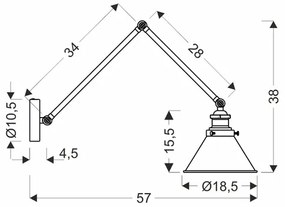 Applique FUNDO 1xE27/40W/230V nero/oro