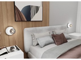 Lampada Da Parete Contemporanea Ippolita 1 Luce In Acciaio Bianco E Vetro Fumè