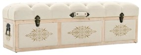 Cassapanca 110 Cm Crema İn Legno Massello Di Abete E Tessuto /