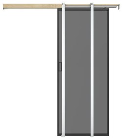 Porta scorrevole con sistema a incasso H205 x L83 cm Alluminio e Vetro temperato fumé - LINCI II