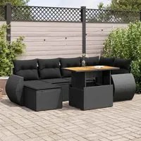 Set Divani da Giardino con Cuscini 7pz Nero Polyrattan 3327282