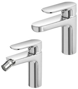 Set miscelatori lavabo e bidet Kreo in ottone con piletta click clack