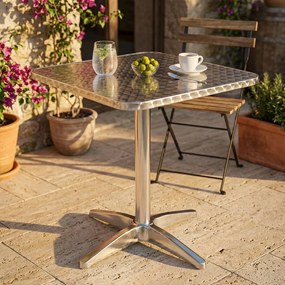 JAMESON - tavolo quadrato a colonna in acciaio e alluminio waterproof