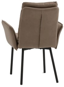 Set di sedie MALIBÙ in similpelle marrone e gambe nere, con braccioli