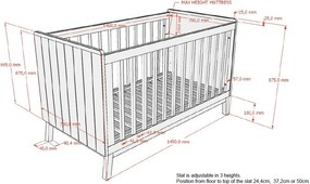 Lettino beige in pino massiccio con sponde rimovibili/con altezza regolabile 70x140 cm Sezane – Vipack