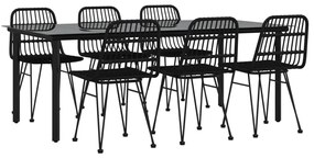 Set da pranzo da giardino 7 pz nero in polyrattan