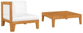 Set divani da giardino 2 pz con cuscini in massello d&#039;acacia