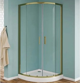 Box Doccia 90x90 Semicircolare Profili Oro Scorrevole H190 Trasparente