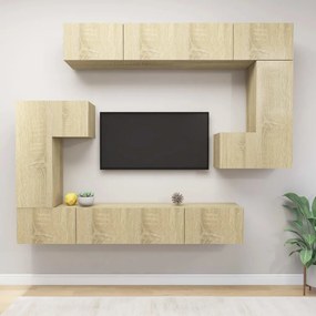 Set mobili porta tv 8pz rovere sonoma in legno multistrato