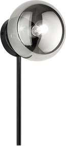 Applique D15 cm JEWEL in metallo Nero e diffusore in vetro soffiato Fumč