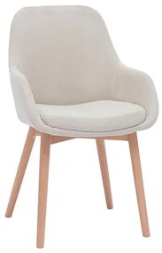 Sedie scandinave in tessuto effetto velluto beige e legno massello chiaro (set di 2) HOLO