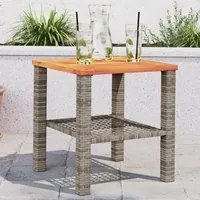 Tavolo da Giardino Grigio 40x40x42 cm Polyrattan e Legno Acacia 366264