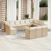 Set Divano da Giardino 13 pz con Cuscini Beige in Polyrattancod mxl 113507