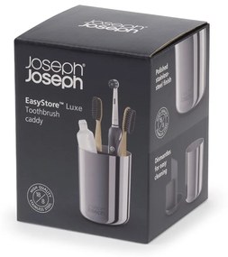 Portaspazzolino in acciaio inox in argento lucido EasyStore Luxe - Joseph Joseph