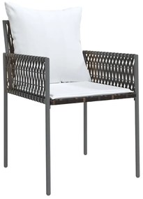 Set Pranzo da Giardino 5pz con Cuscini in Polyrattan e Acciaio