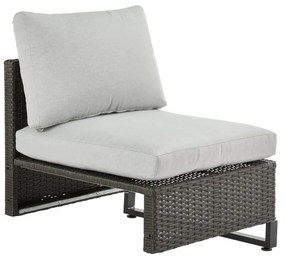 Poltrona centrale con cuscino grigio Noa NATERIAL, struttura in acciaio antracite seduta in rattan sintetico antracite, L 58 x H 62 x P 68 cm