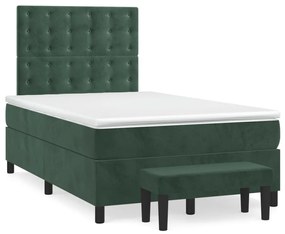 Giroletto A Molle Con Materasso Verde Scuro 120x190 Cm Velluto /