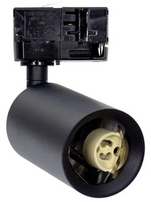 Faro GU10 per binario Trifase in alluminio Nero