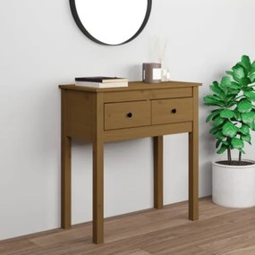 Tavolo Consolle Miele 70x35x75 cm in Legno Massello di Pino