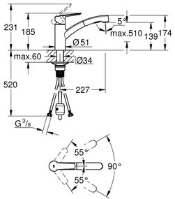 GROHE 30531001 - Miscelatore per lavello START 227 mm, cromato lucido