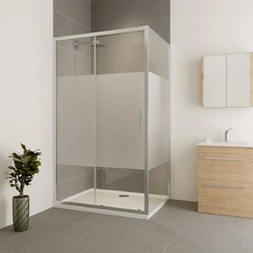 Lato fisso per box doccia Verve L 80 x H 190cm, Sp. 6 mm vetro serigrafato profilo in alluminio argento anodizzato