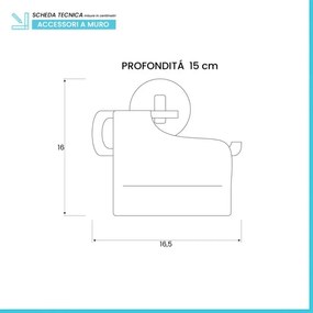 Porta rotolo a muro con coperchio in acciaio cromato Bora